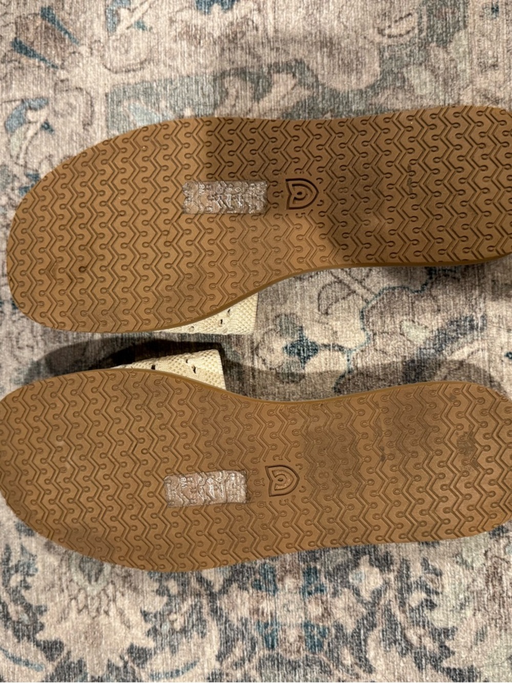 Rothy's Cream Knit Slide Mules with Tan Footbed - Picture 2 of 2